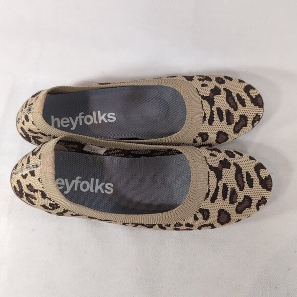 HeyFolks Dia Othello Flats Shoes Leopard Cheetah Women W 8.5 Slip On Beige Brown - Picture 12 of 12